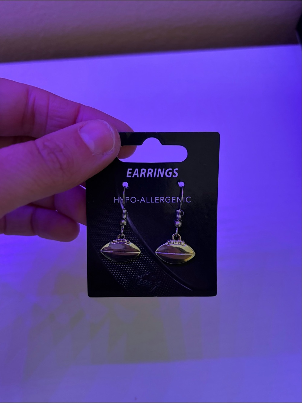 Hypo-Allergenic Silver football Drop Earrings